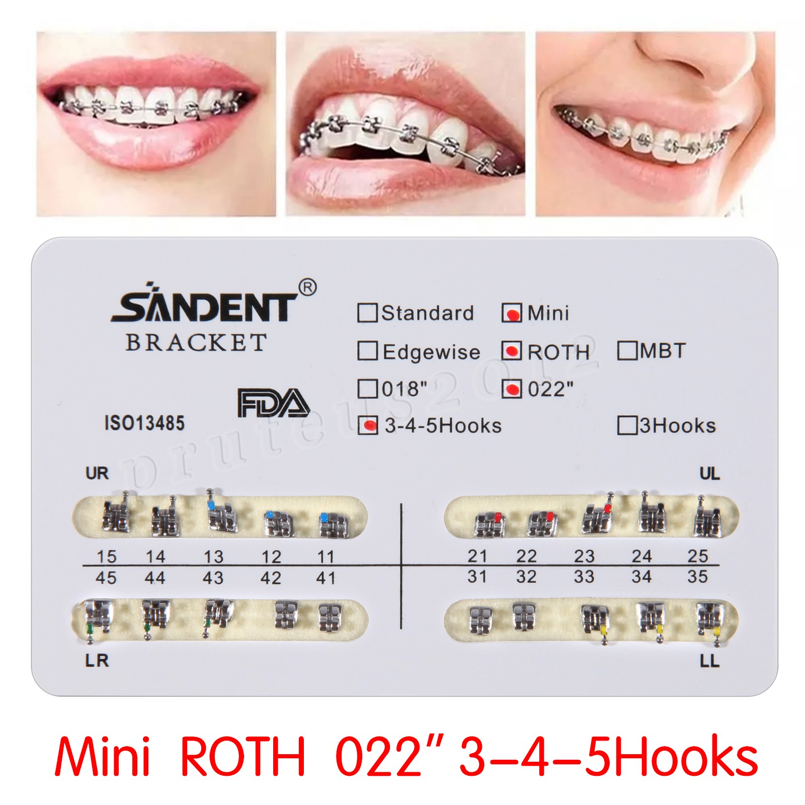 1 Pack Dental Orthodontic Brackets Braces Mini Roth .022 Hooks 3-4-5 UL UR LL LR