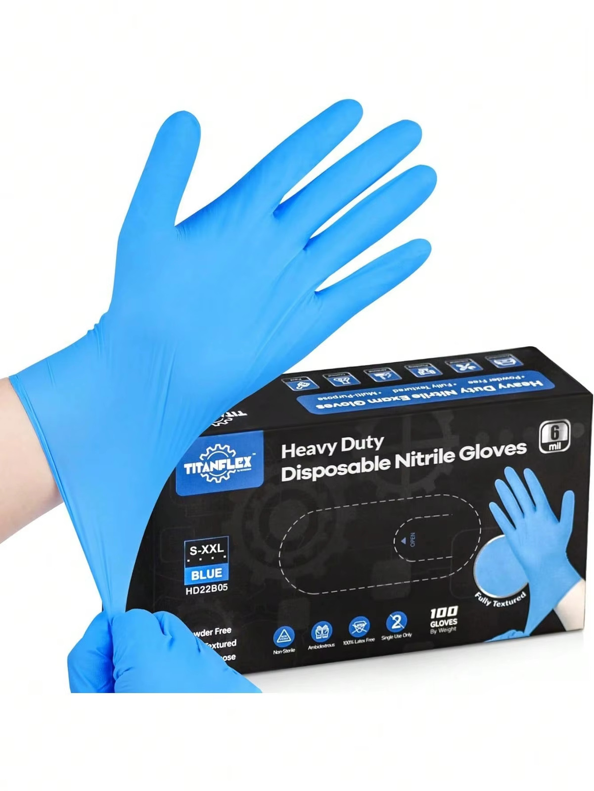 100pc Heavy Duty Black Nitrile Gloves Extra Thick Disposable Medical Food Grade