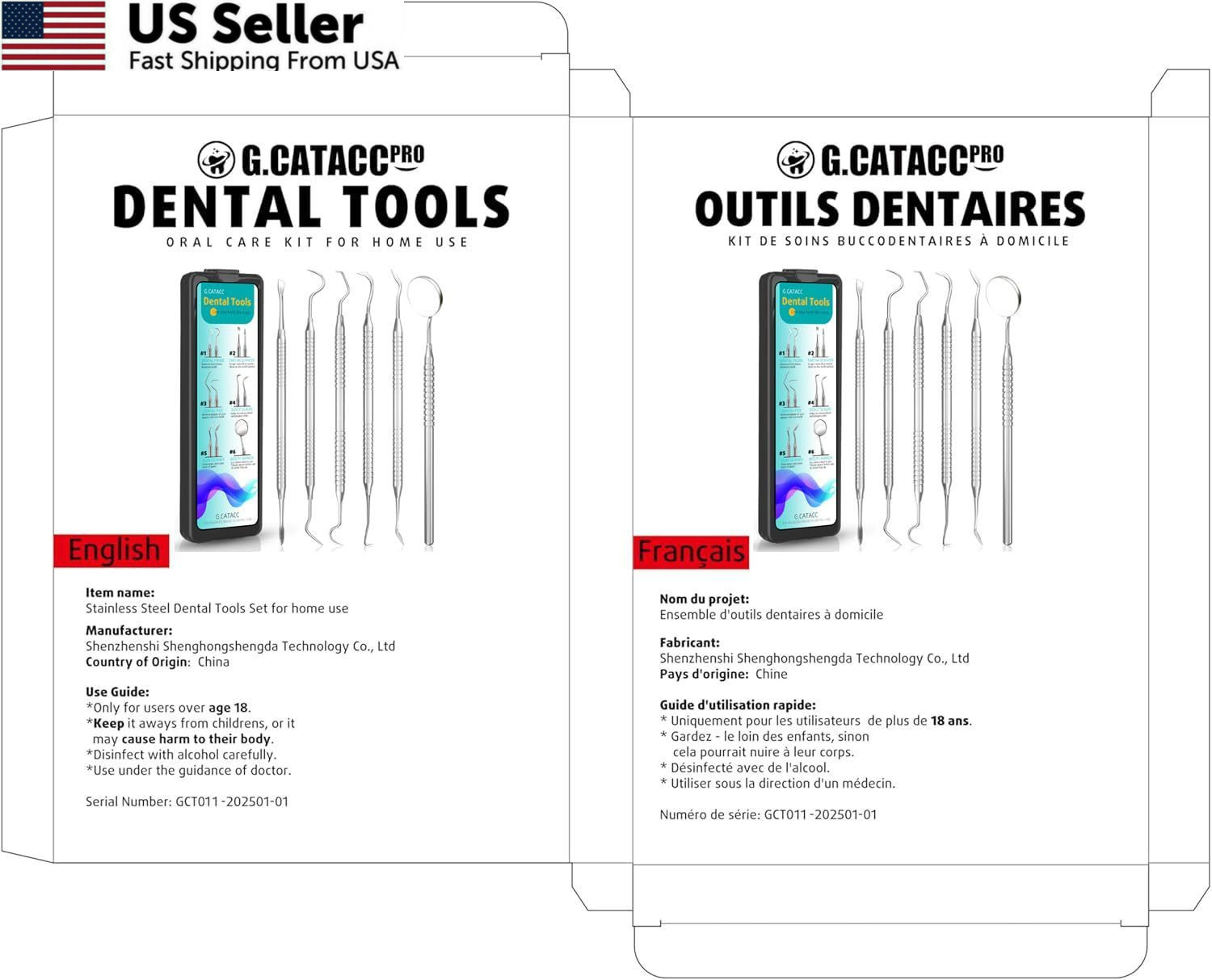 CATACC PRO Dental Tools, 1 Count (Pack of 6), Tools With Case – Black