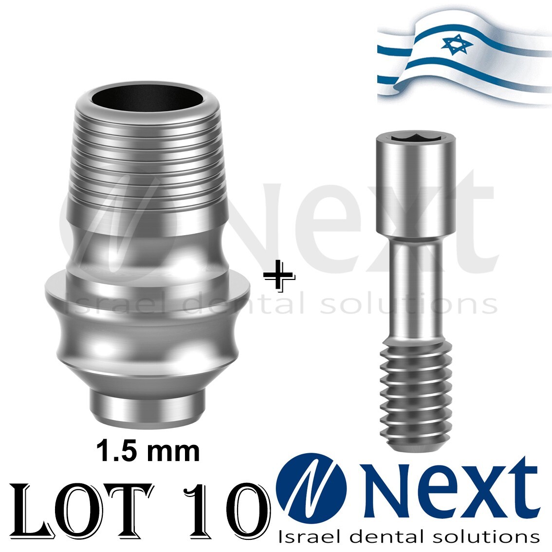 Lot x 10 Internal Non hex T Base CAD Mis Sirona fit concave 1.5 mm