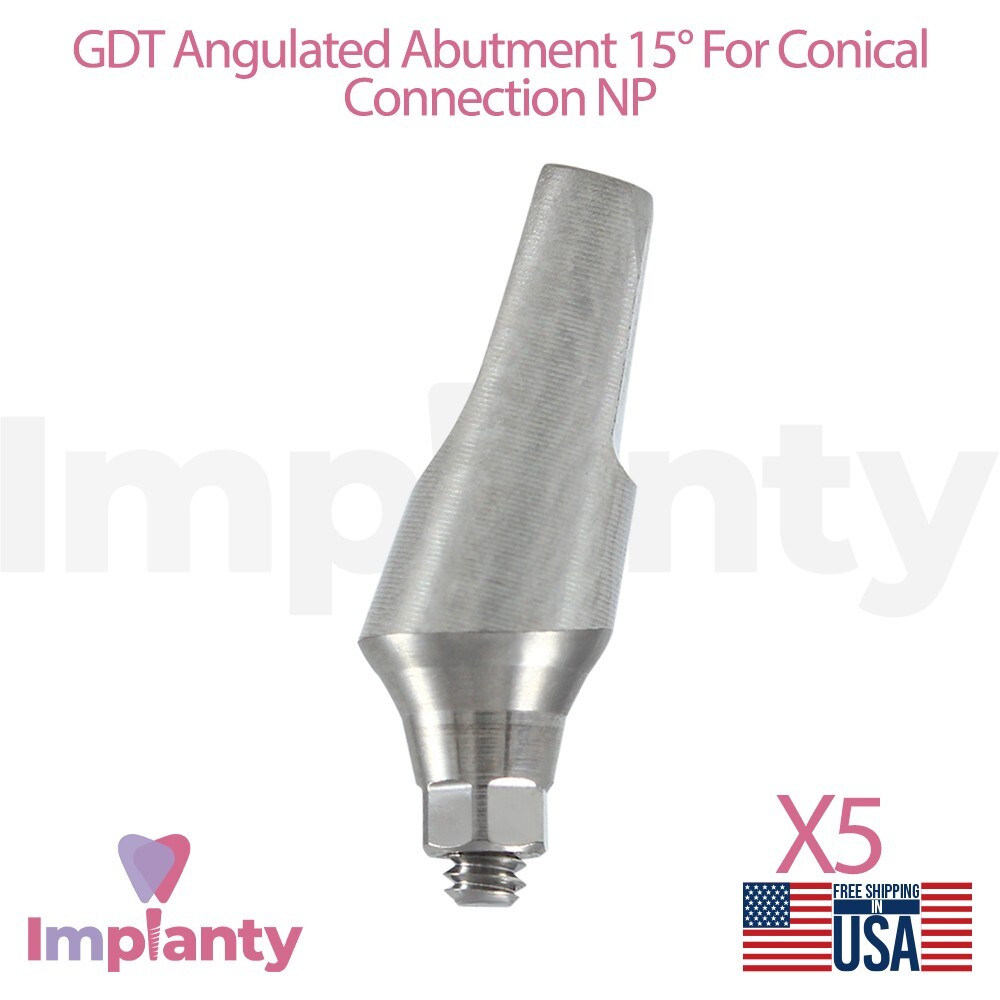 5x GDT Angulated Dental Prosthetic 15° Conical Connection Hex 2.25mm NP System