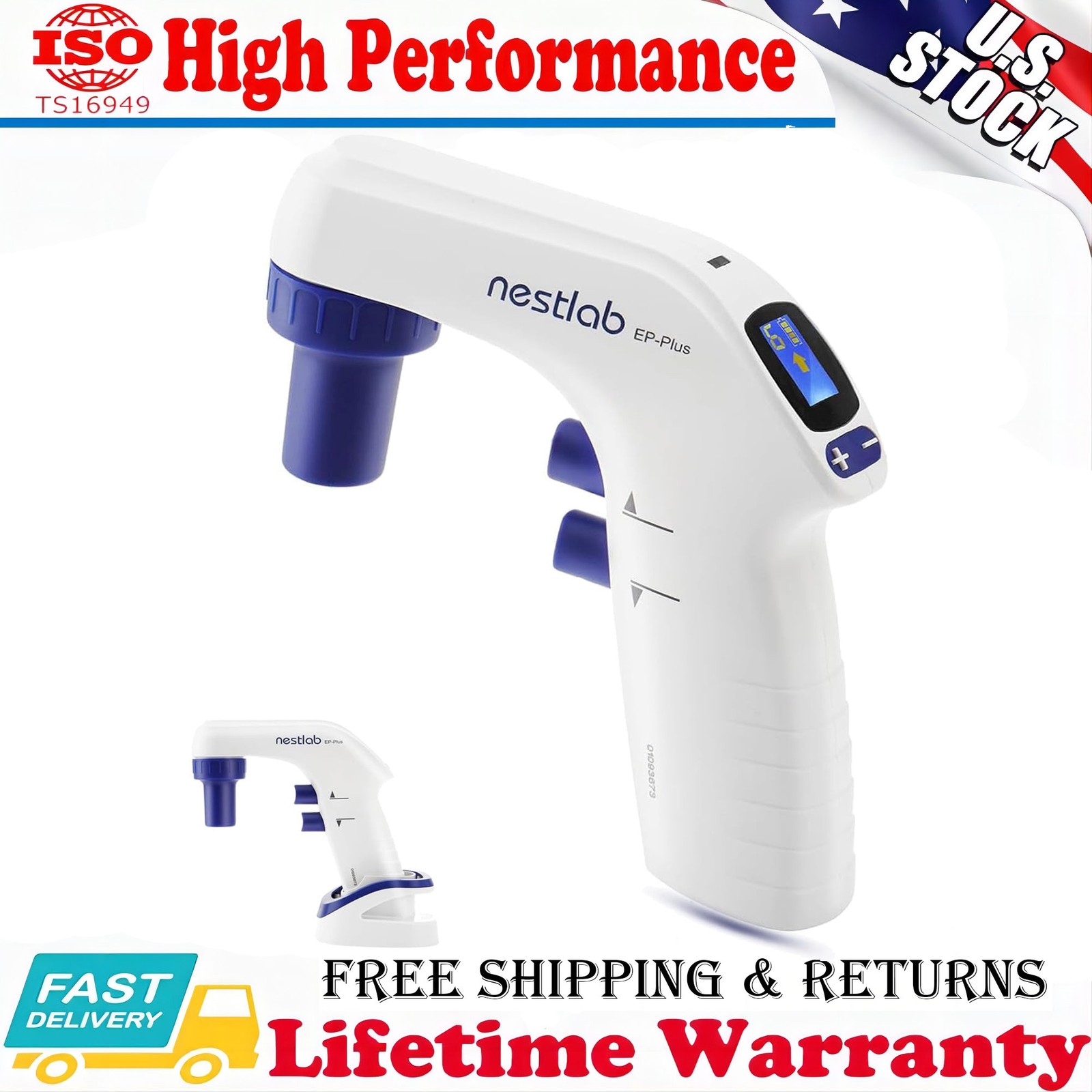 Lab Electric Pipette Controller 100ml LCD Screen 6 Adjustable Speed Dual Modes