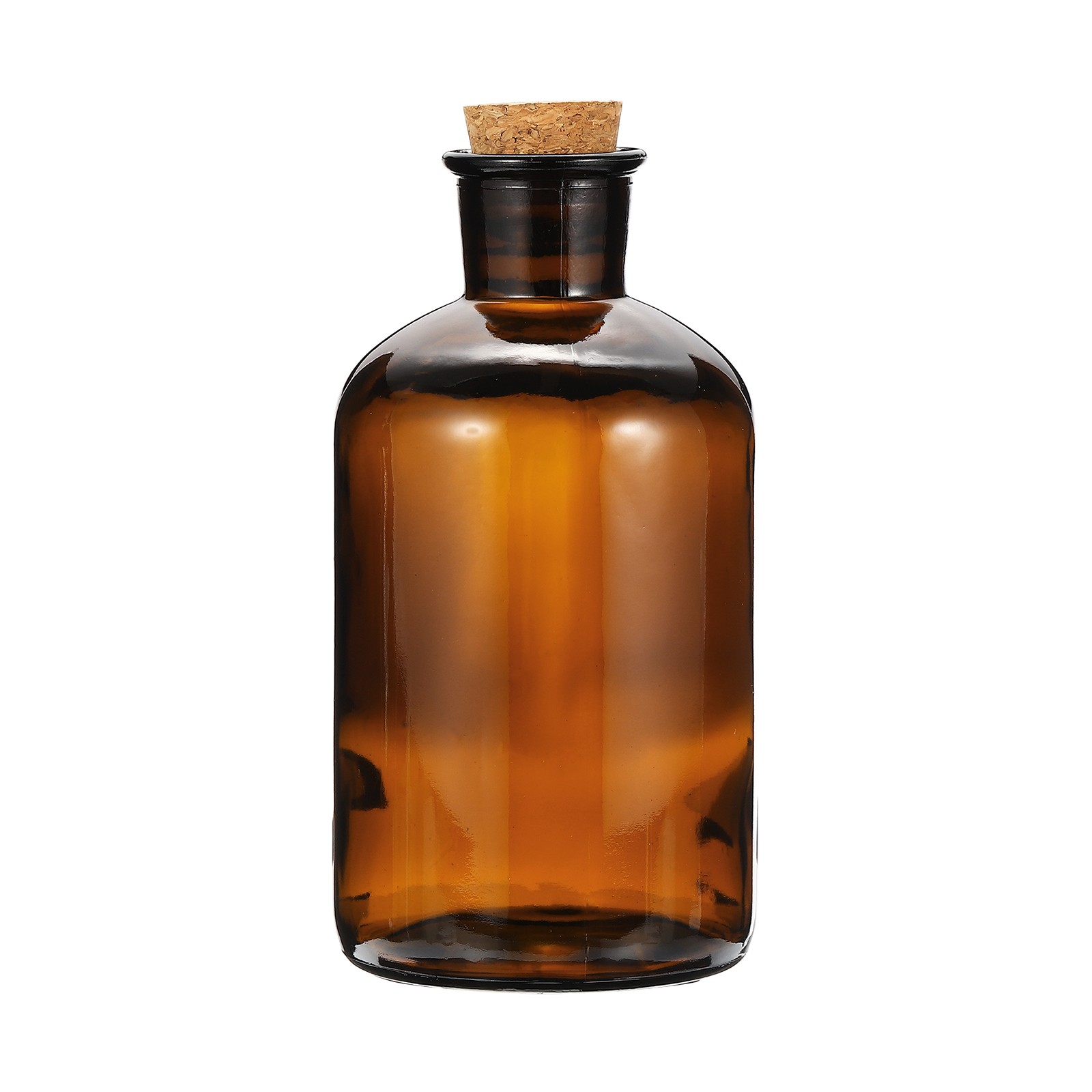 500ml Glass Reagent Bottle with Wood Stopper Narrow Mouth, Brown(16.9oz)