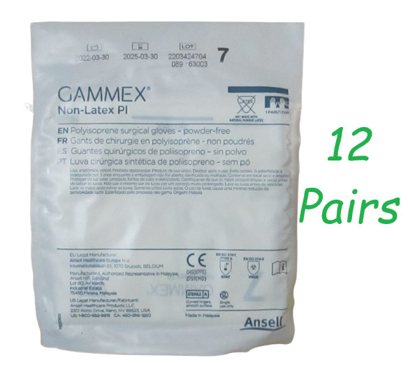 12 – Gammex Non-Latex PI Polyisoprene Powder-Free Surgical Glove Sz 7