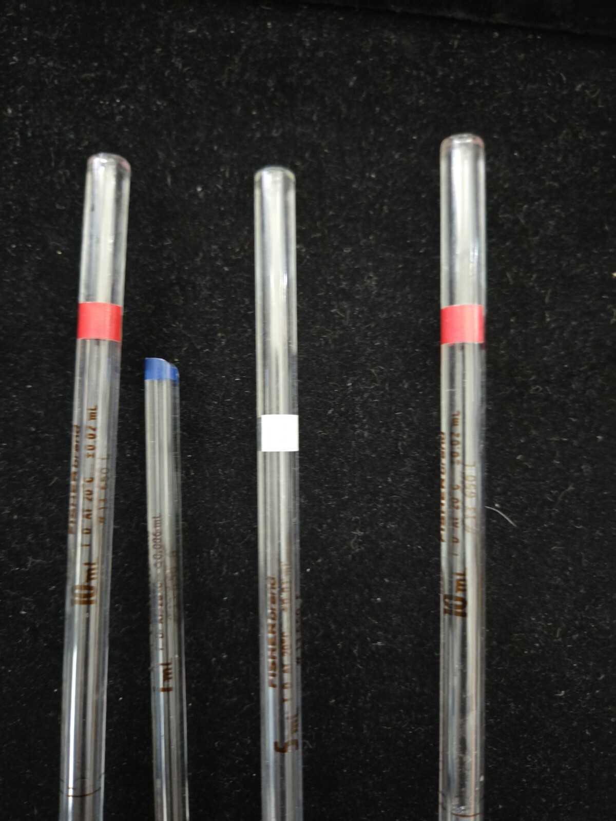 Lot 4 FISHER Glass Bulb Reusable Volumetric Pipette Pipet 10ml 5ml 1ml