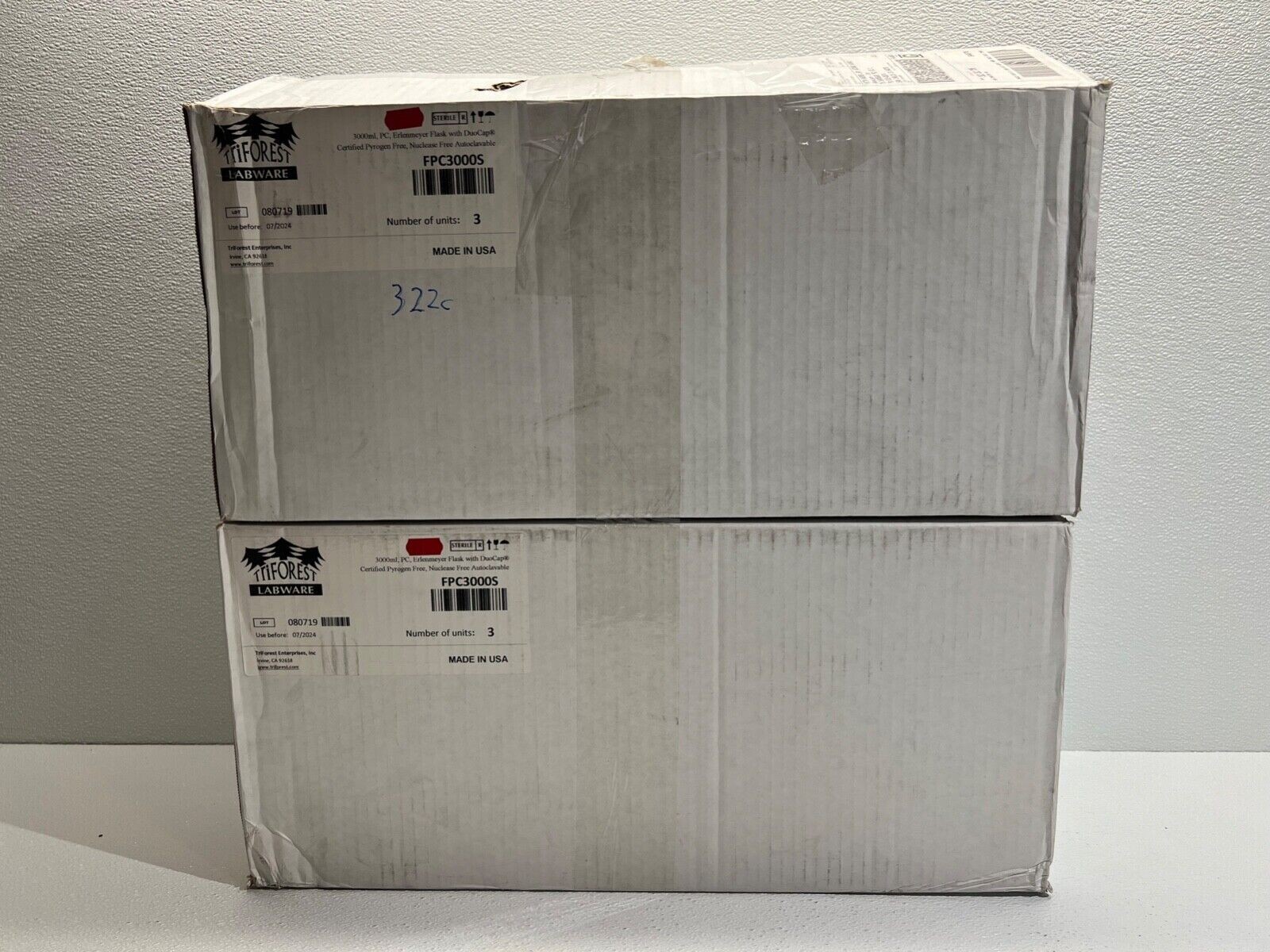 TriForest REF FPC3000S 3000mL PC Erlenmeyer Flask W/DuoCap Lot Of 2 Case