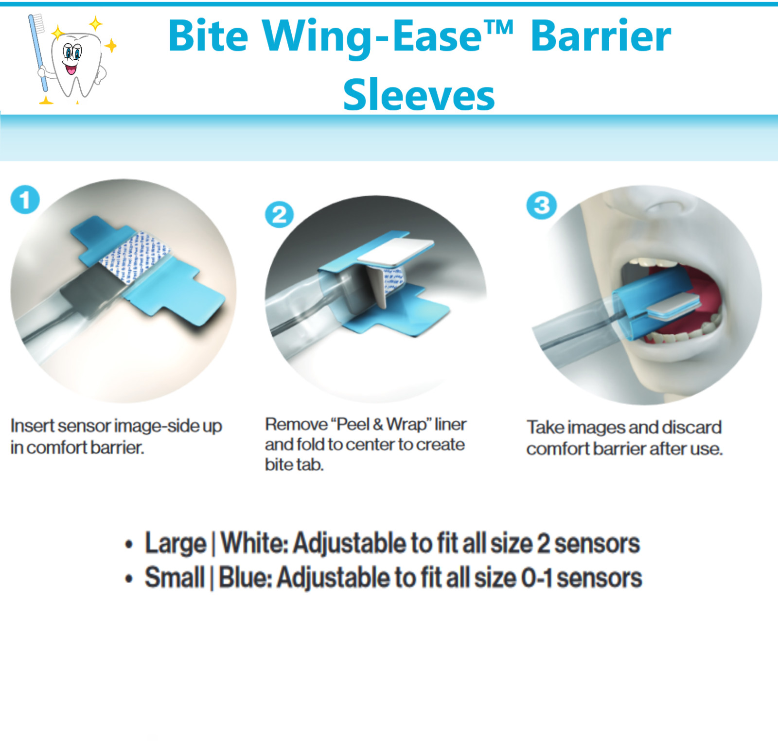 Dental Bite Wing-Ease™ Barrier Sleeves BiteWing-Ease® #2 Sensor Sleeve, Bite Tab