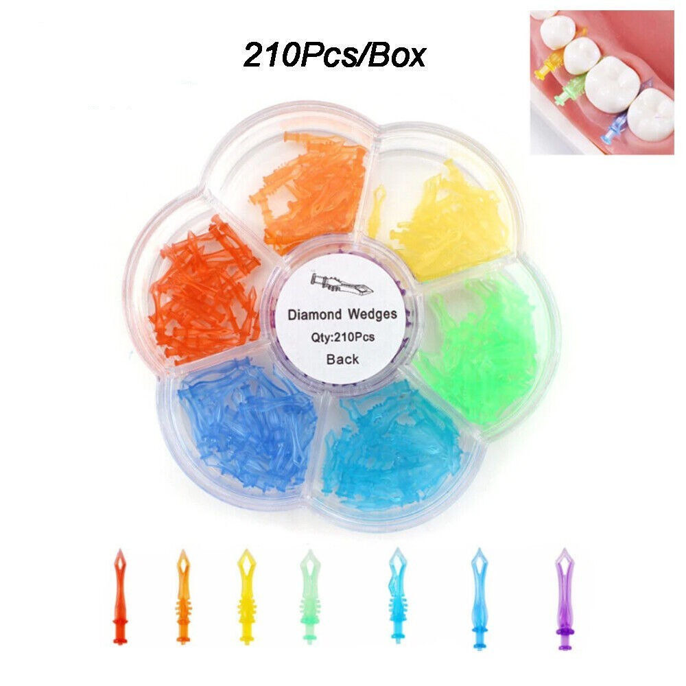 210Pcs Dental Diamond Wedges Plastic Interdental Adaptive Diastema Teeth Fender