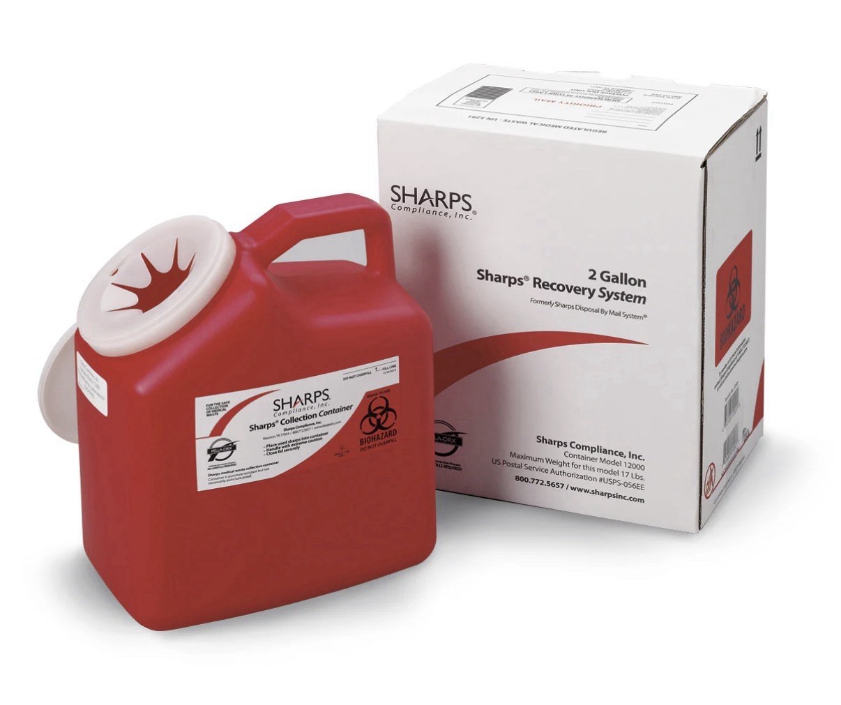 Sharps 2 Gallon w/FREE Mail-Back Disposal System for Home,Clinics,Hospitals,Vets