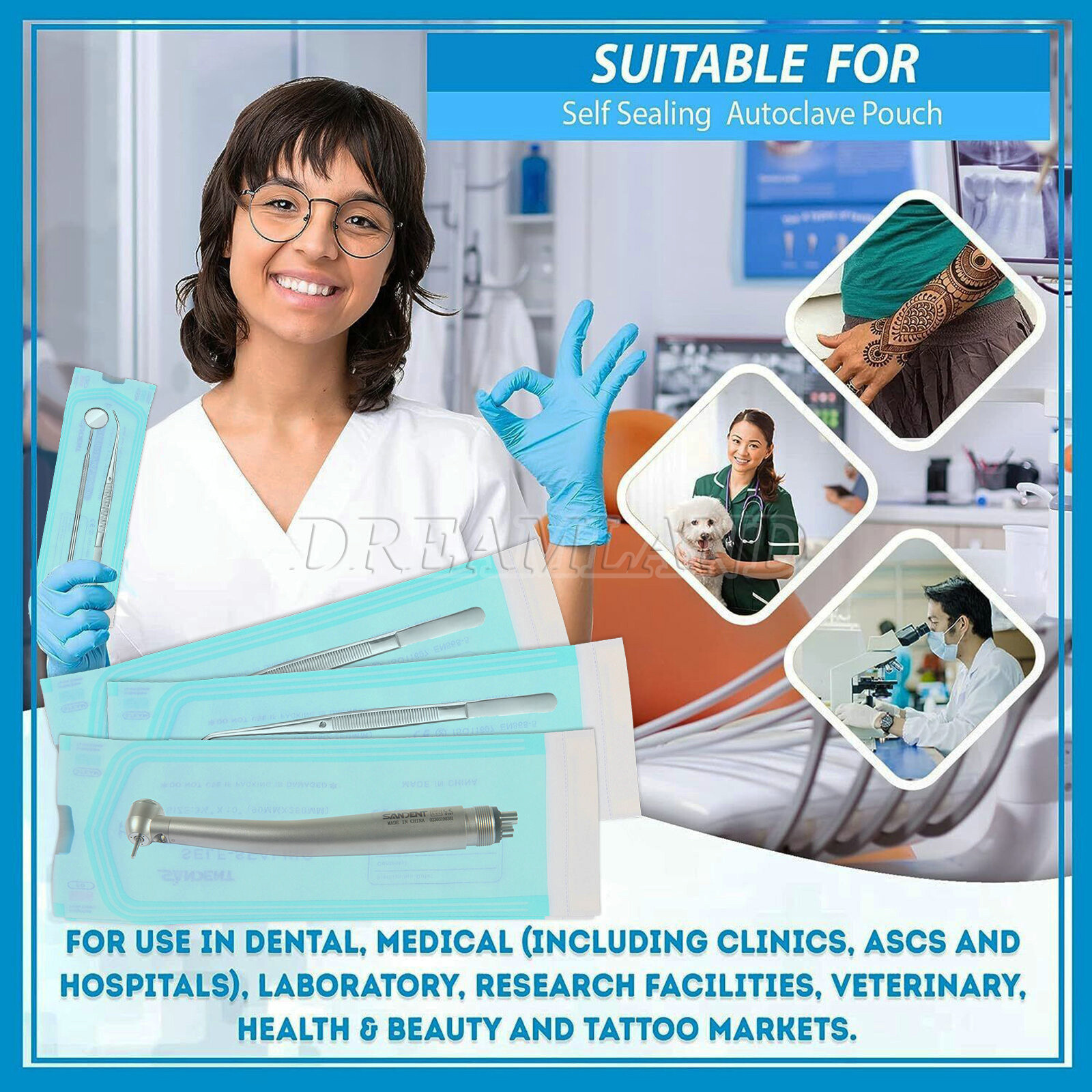3.5×10″ Self Seal Pouch Sterilization Bag Pouches Dental