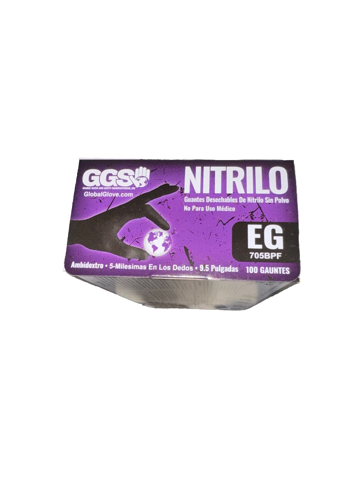 Global Glove 705BPF Black Nitrile PF Rough Finish 9.5” Size: XL (100 CT)