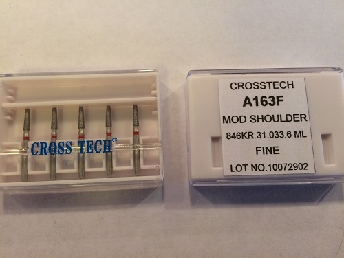 Crosstech Multi-Use High Speed Diamond Dental Bur Modified Shoulder A163F 5pk