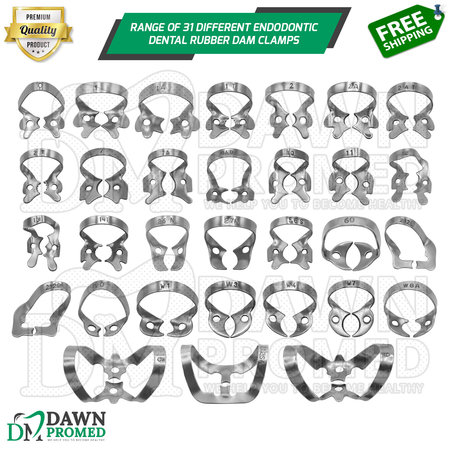 Dental Rubber Dam Clamps 31 Different Endodontic Surgical Instruments German Gr
