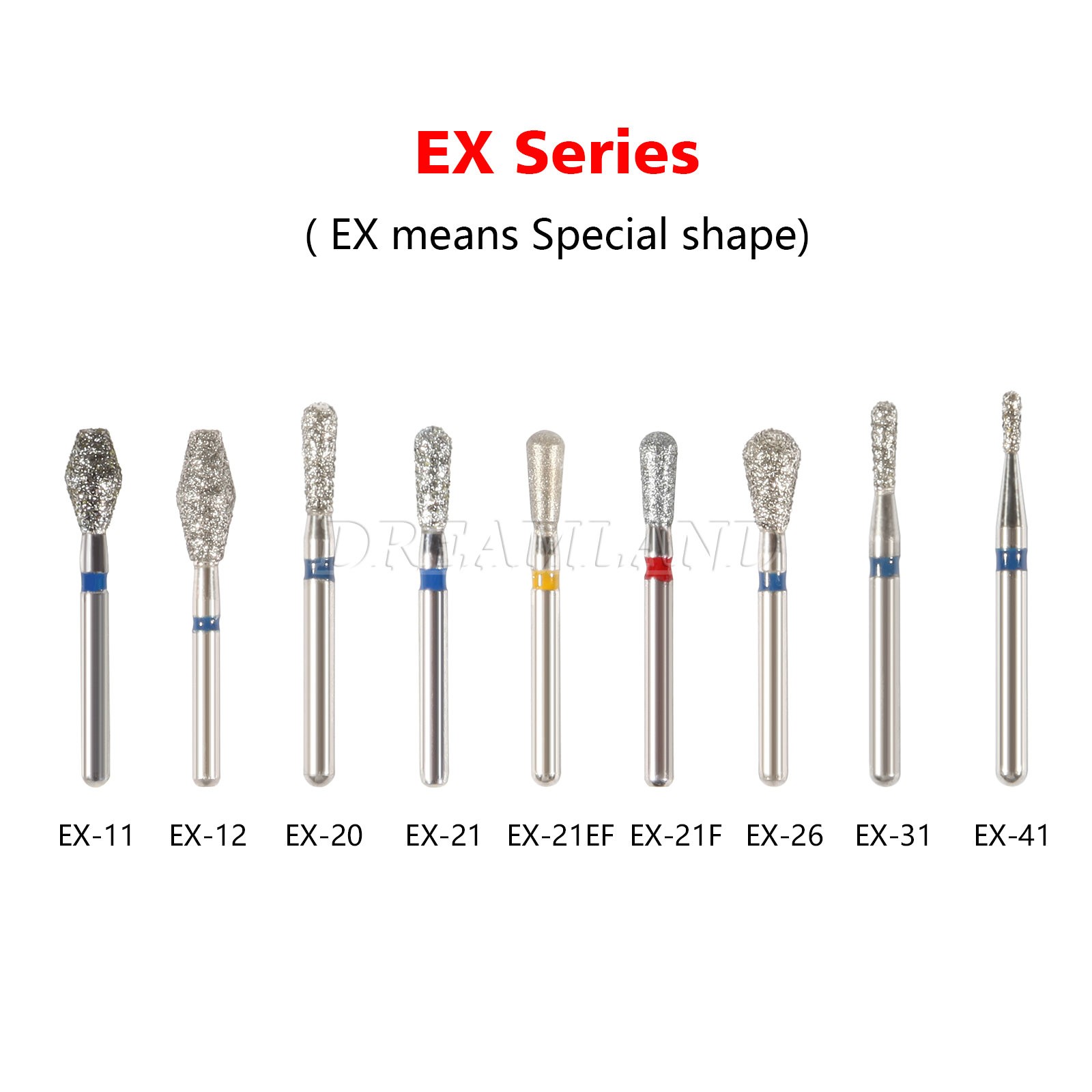 100 piezas/20 tipos Burr fresas de diamante salees FG medio 1,6mm FG1.6mm SKY