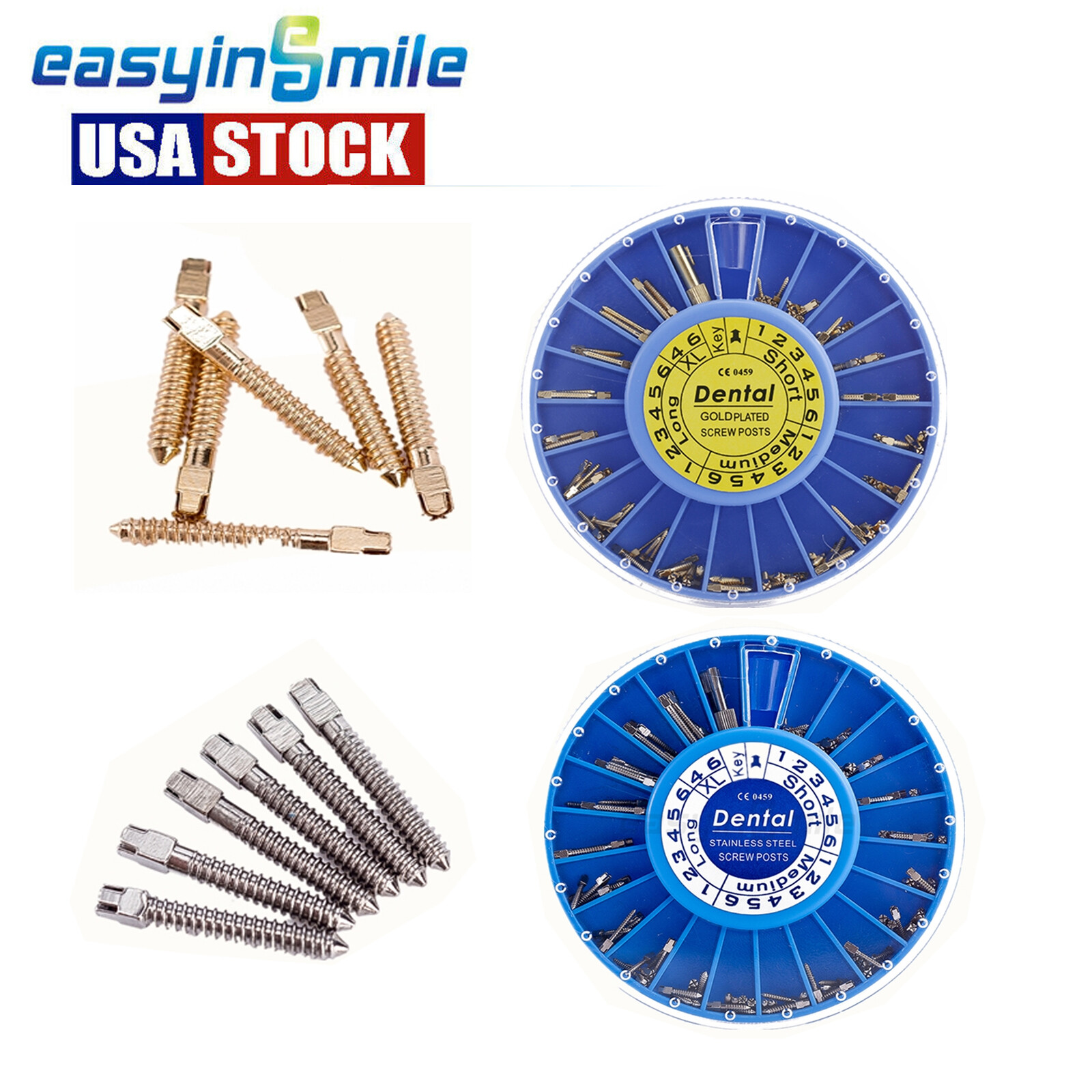120pcs Dental Screw Post Stainless Steel Endo Drill Kits Assorted Silver/gold