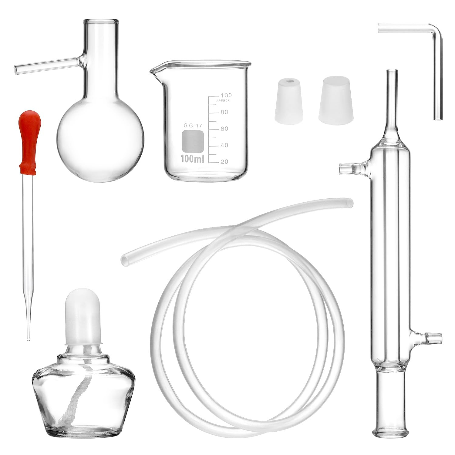 12 Pcs 100 ML Home Distillation Apparatus Set Chemistry Glass Lab Equipment Kit