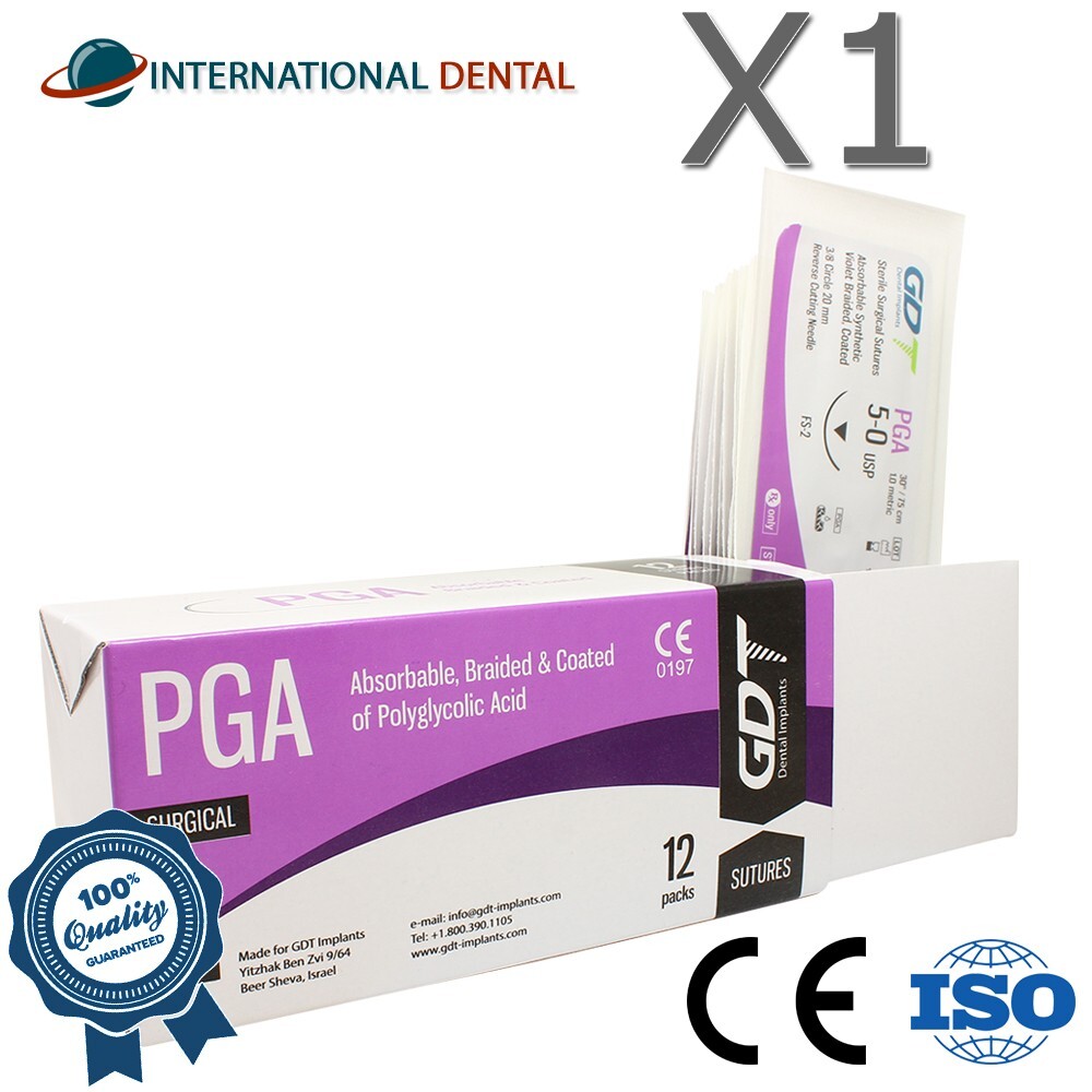 5-0 GDT Braided Sut ures 75cm Coated P GA Abs orbable Violet 12Pcs/Box