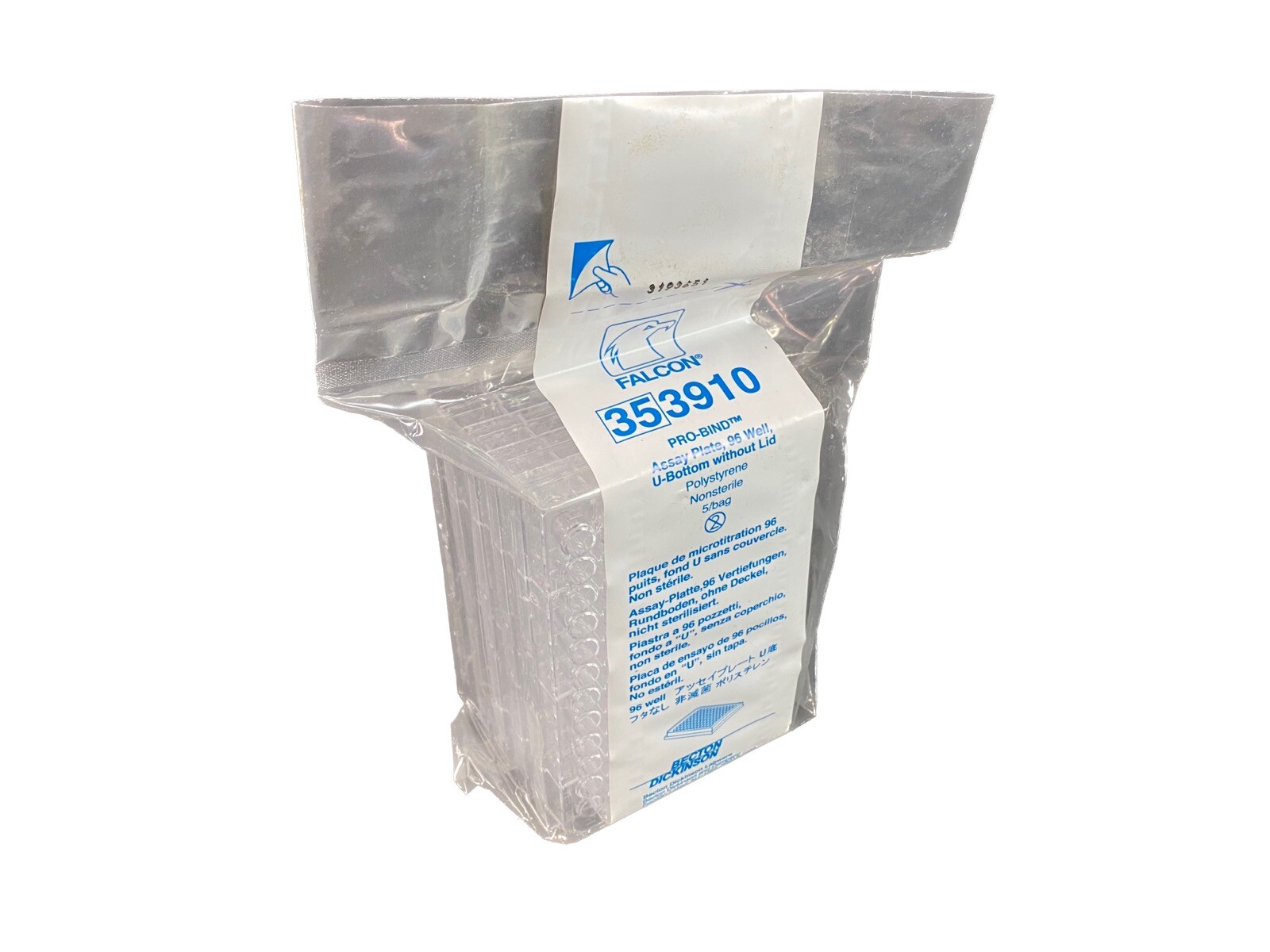 FALCON Polystyrene 96-Well Clear Round-Bottom Pro-Bind Microplate 353910 (5/pk)