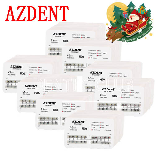 10Pack AZDENT Dental Orthodontic Metal Brackets Braces Roth.022 Hook 3 4 5 FDA