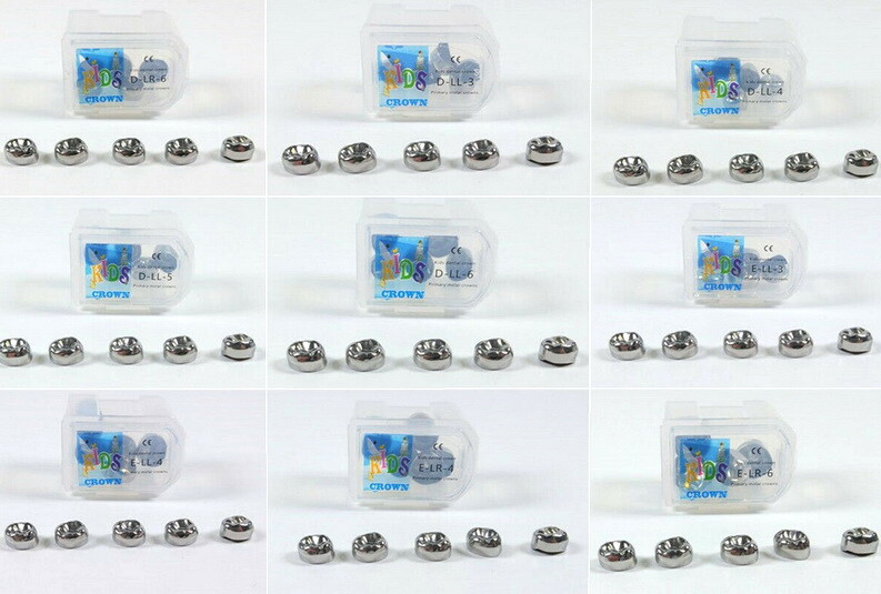 5pcs Dental Kids Primary Molar Crown Refill Stainless Steel Crowns 48 Sizes