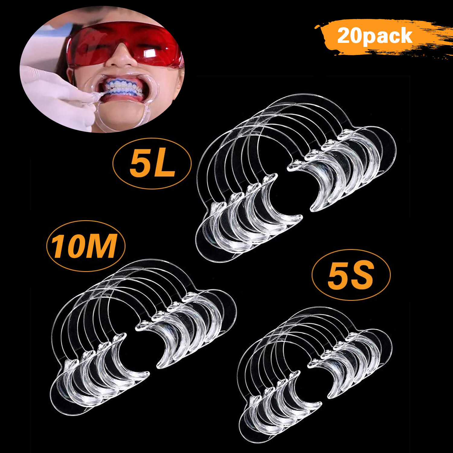 EZGO 20 Pack Multi-Size Dental Cheek Retractor