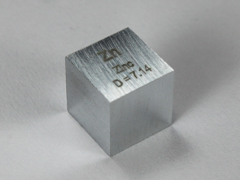 Zinc density cube ultra precision 10.0×10.0x10.0mm – 99.95% purity