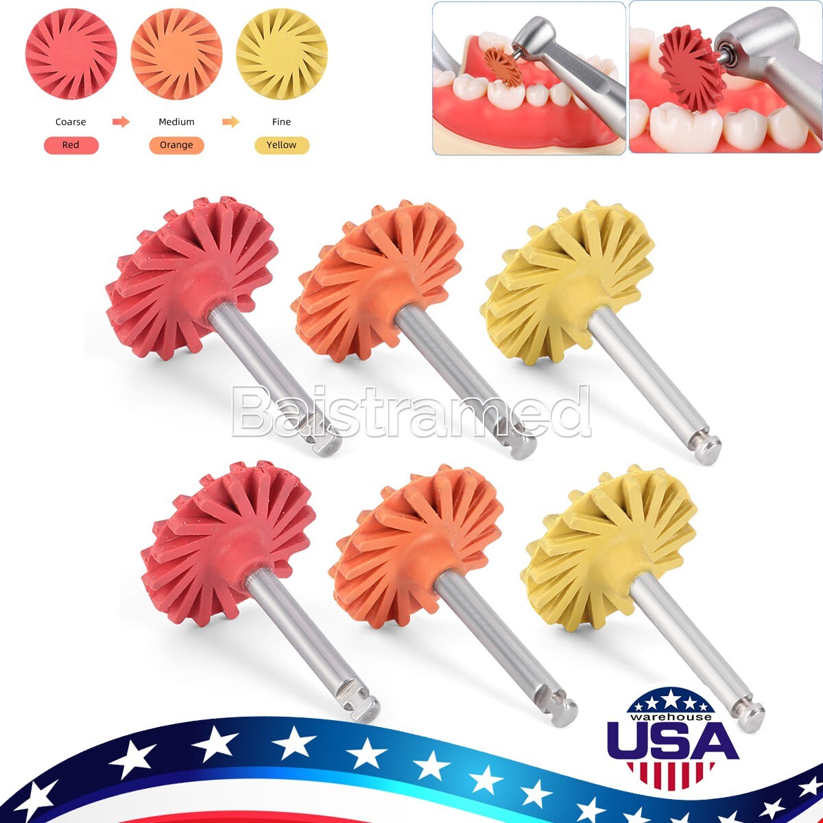 6Pcs Dental Polish Kit Composite Resin Polishing Disc Spiral Polish Wheel AZDENT