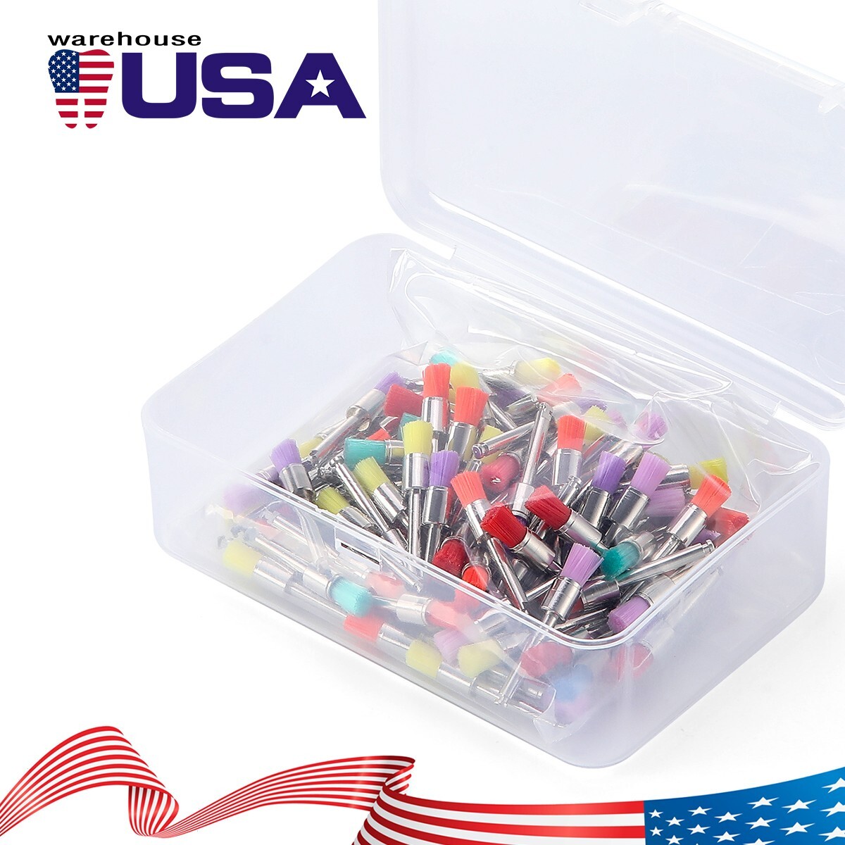 100Pc Dental Nylon Materials Closure Flat Polishing Polisher Prophylaxis Brushes