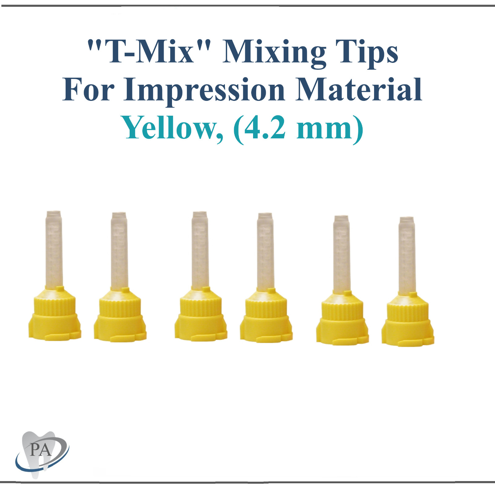 Dental HP “T” Mix Tips (Short) For HB VPS Impression Material, Yellow, 4.2mm