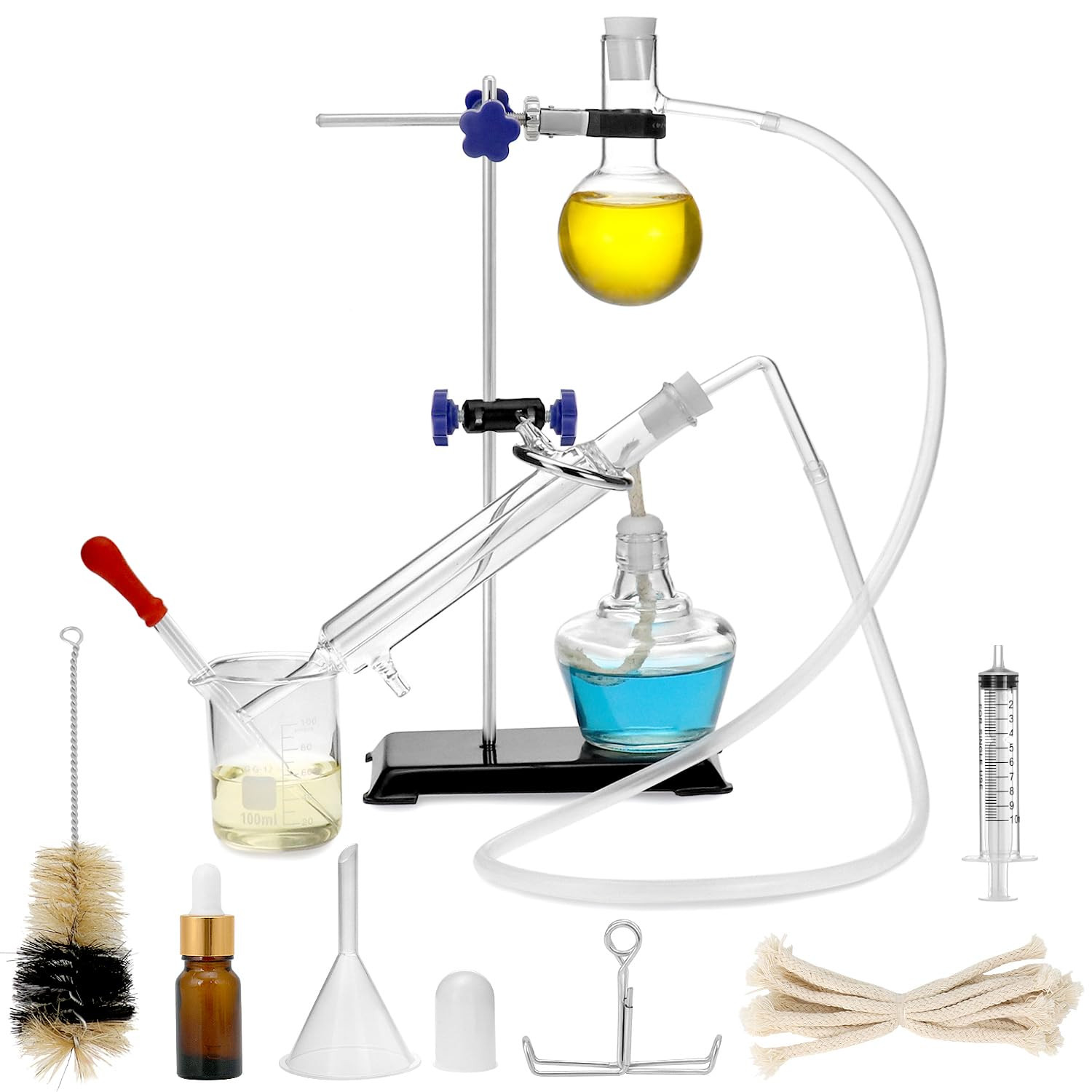12 Pcs 100 ML Home Distillation Apparatus Set Chemistry Glass Lab Equipment Kit