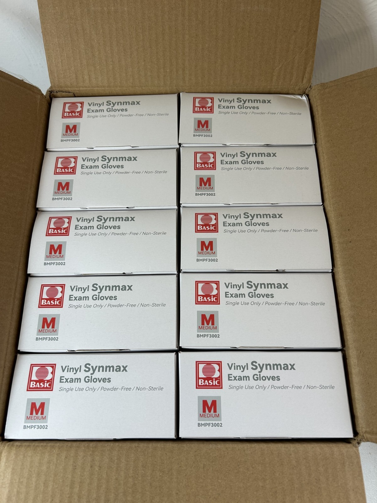 Basic Vinyl Synmax Exam Gloves Medium 1000 Count Latex Free Powder-Free BMPF3002