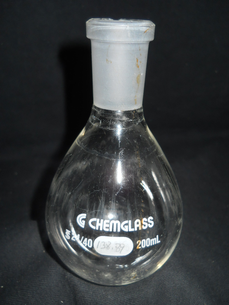 Chemglass 24/40 Joint Glass 200mL Rotary Evaporating Flask, Chipped, CG-1512-05