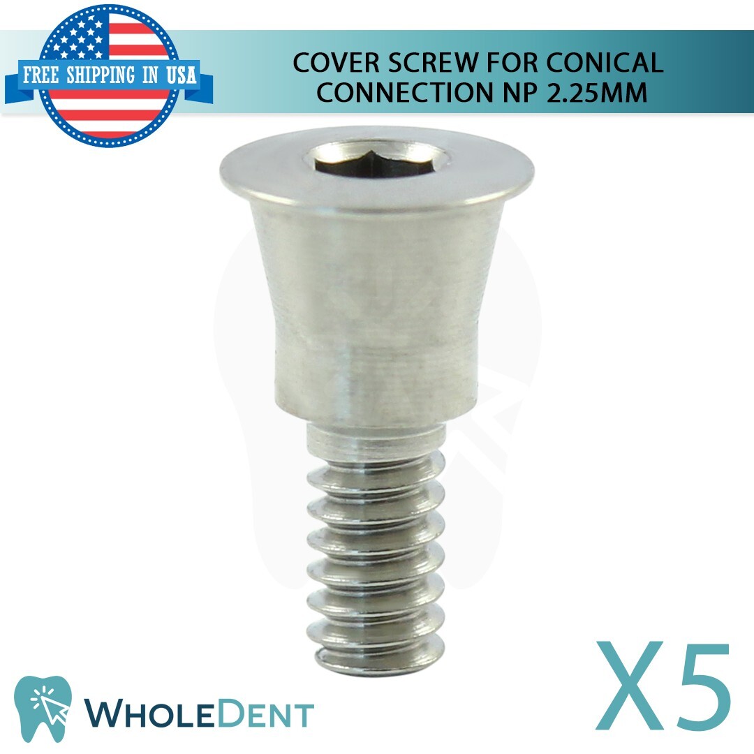 5x Dental Titanium Cover Screw Narrow Platform Conical Connection Hex 2.25mm NP