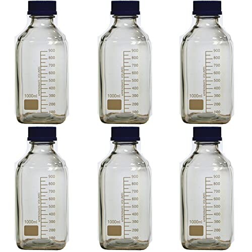Karter Scientific 1000ml Square Media Storage Bottle with Screw Cap (Pack of 6)