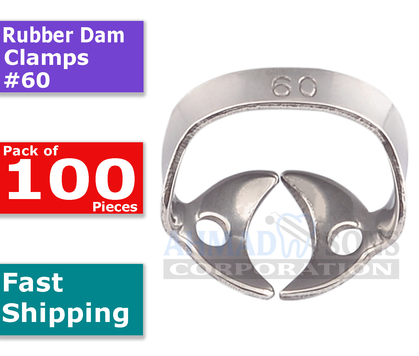 100 Pcs Dental Rubber Dam Endo Clamps #60 Endodontics Flexible Anti Fatigue USA