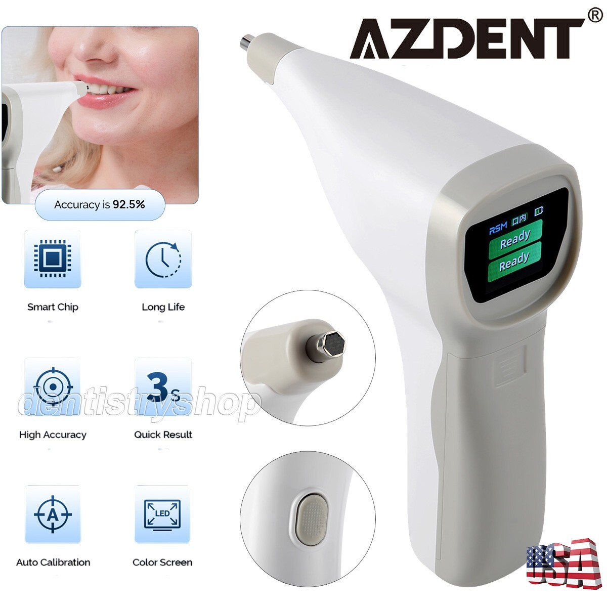AZDENT Dental LED Digital Shade Guide Colormeter Teeth Tooth Color Comparator