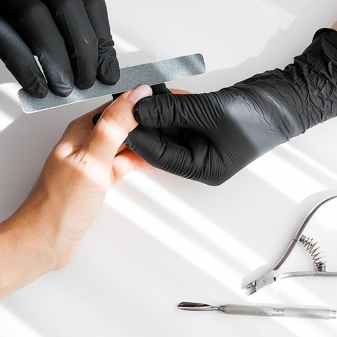 ForPro Disposable Nitrile Gloves, Chemical Large (Pack of 100), Black