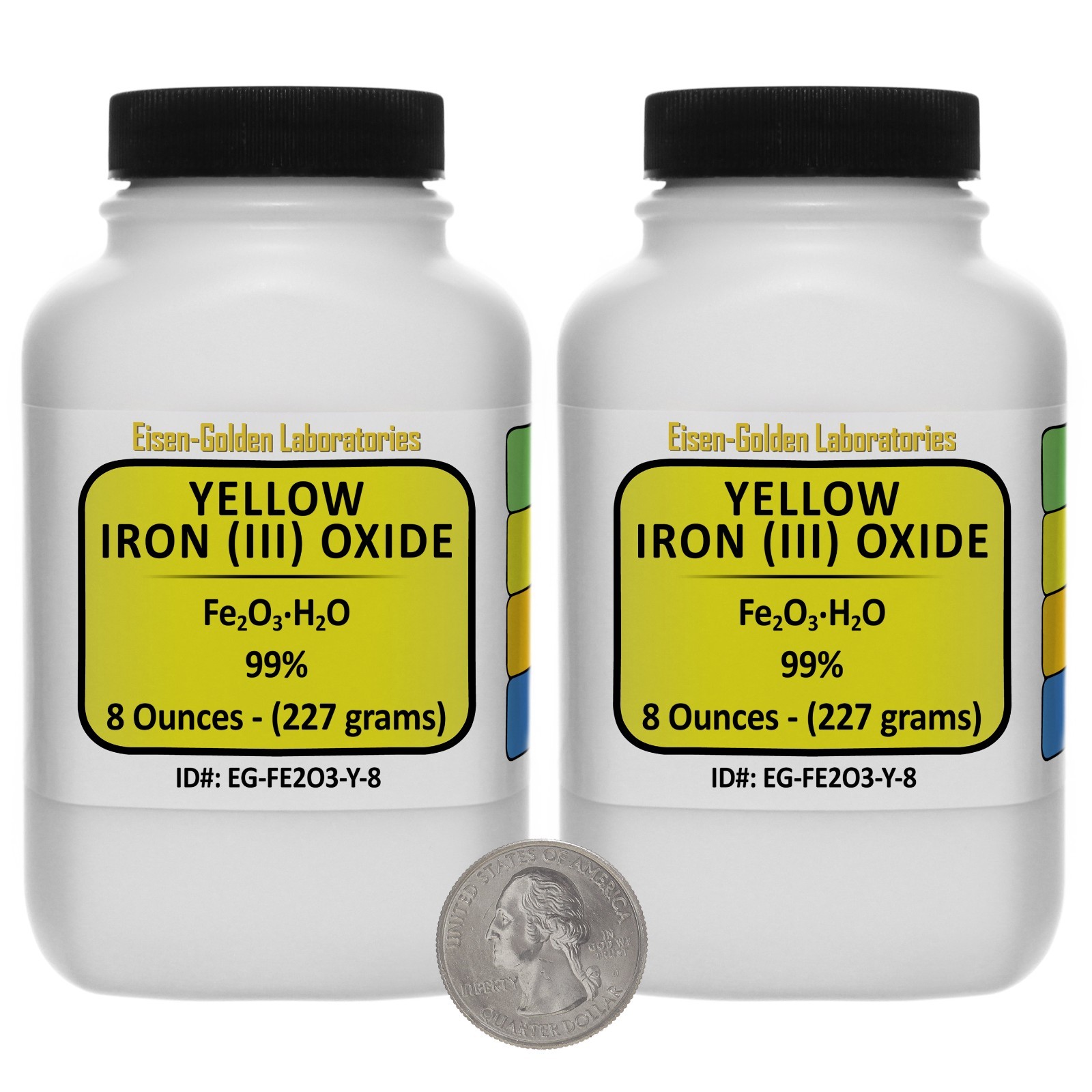 Yellow Iron Oxide [(Fe2)O3.H20] 99% AR Grade Powder 1 Lb in Two Plastic Bottles