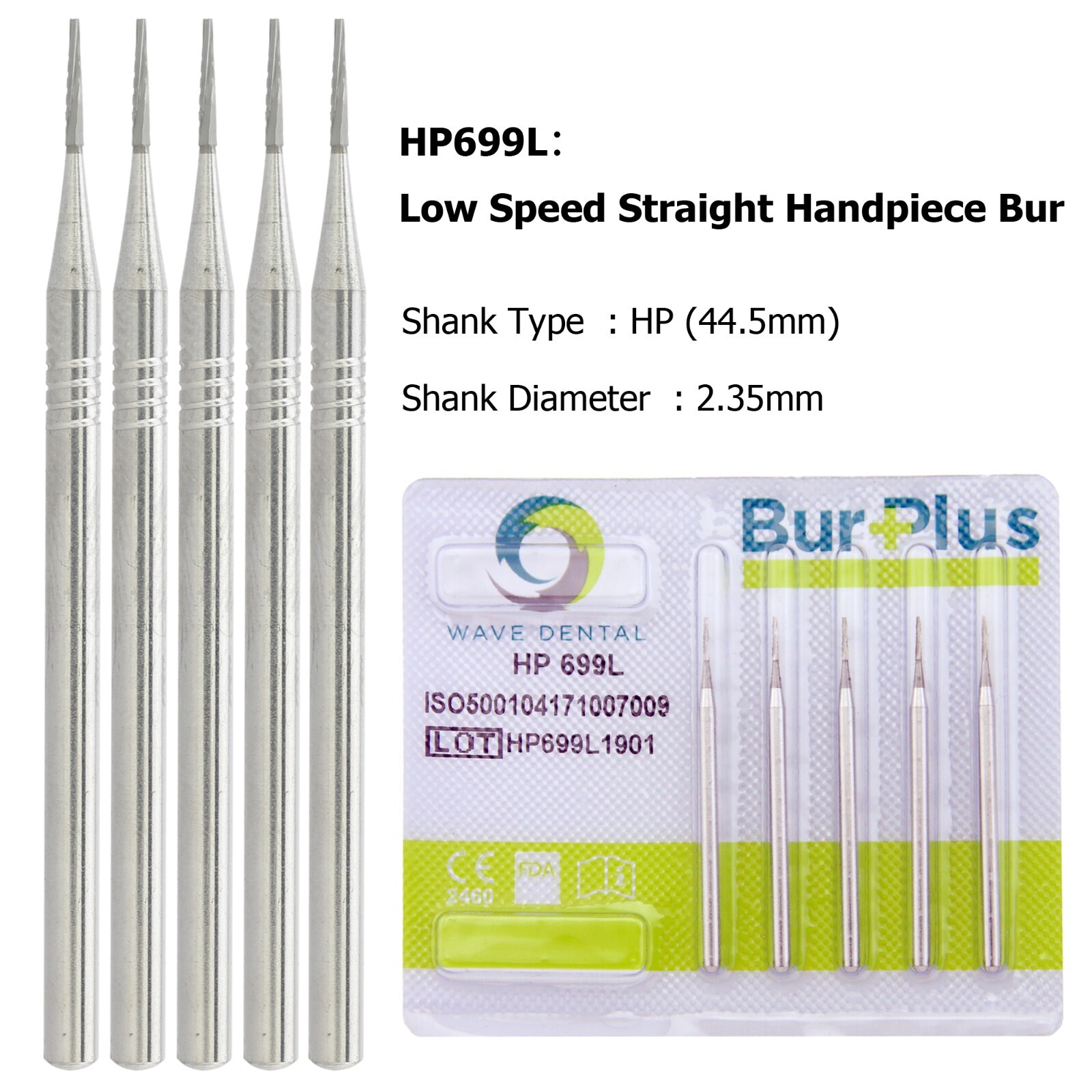 Wave Dental Straight Surgical Bur 701 702 703L Carbide Low Speed Nosecone 44.5mm