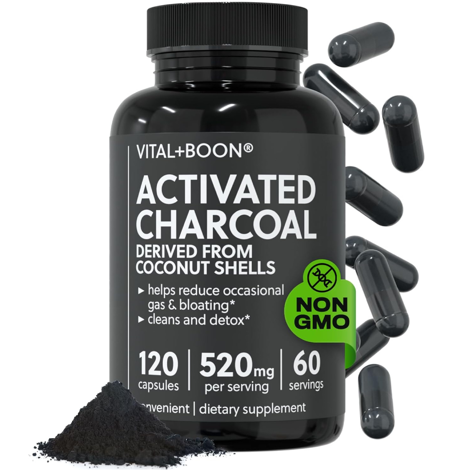 Activated Charcoal Pills – Derived from 120 Count (Pack of 1)