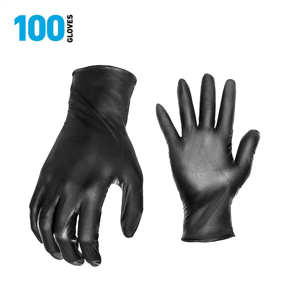 100-Count 4Mil Disposable Nitrile Work Gloves – Large