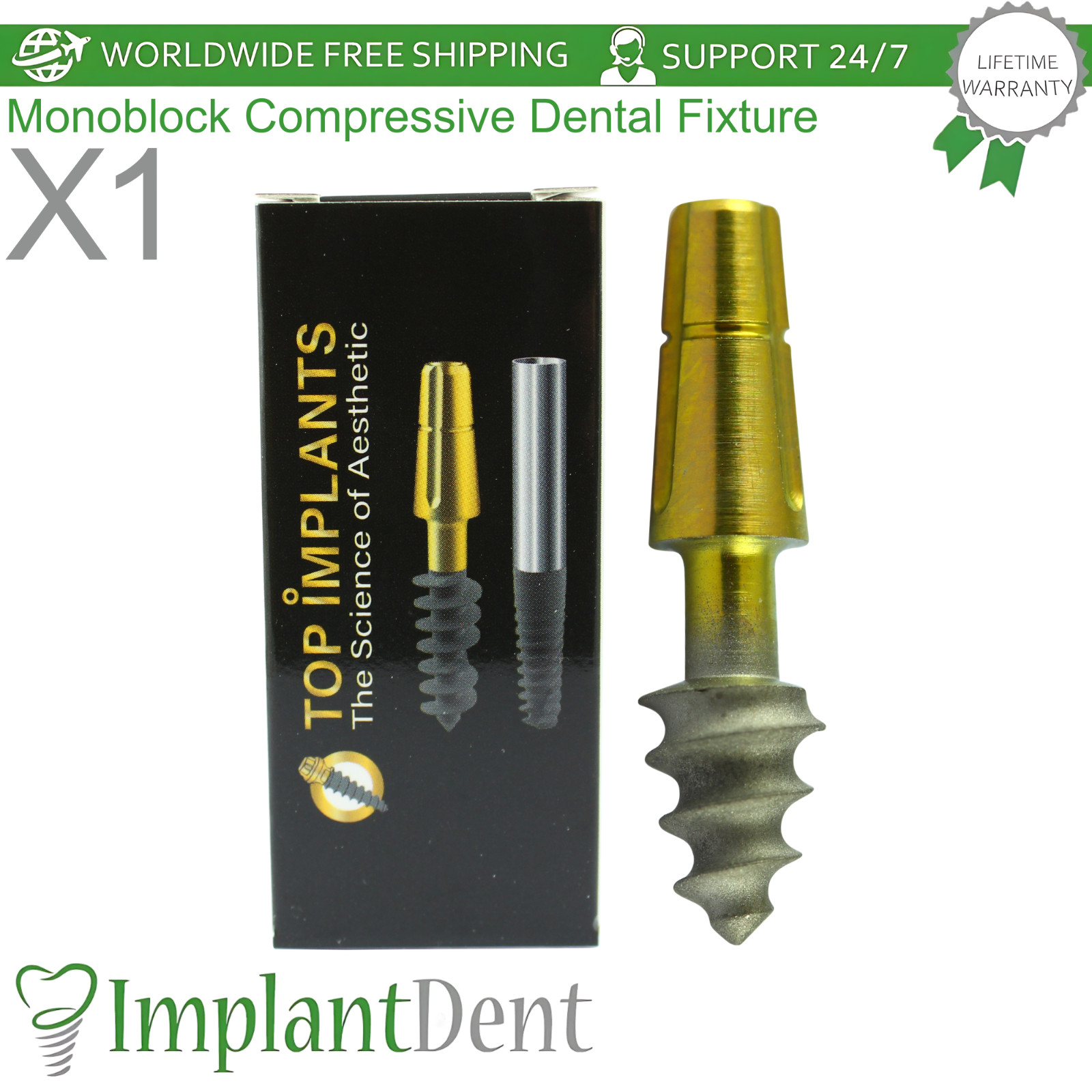 Monoblock Compressive Dental Fixture SLA Surface Titanium Sterile Dentistry