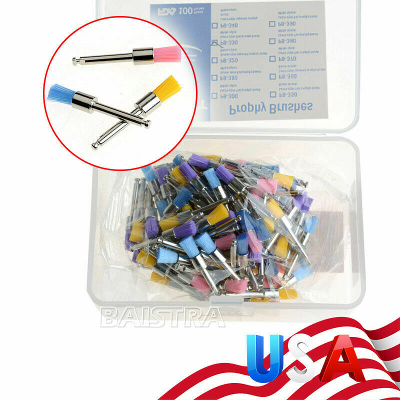 100pcs/Pack Dental Nylon Polishing Polisher Prophy Brushes Flat Latch Type RA
