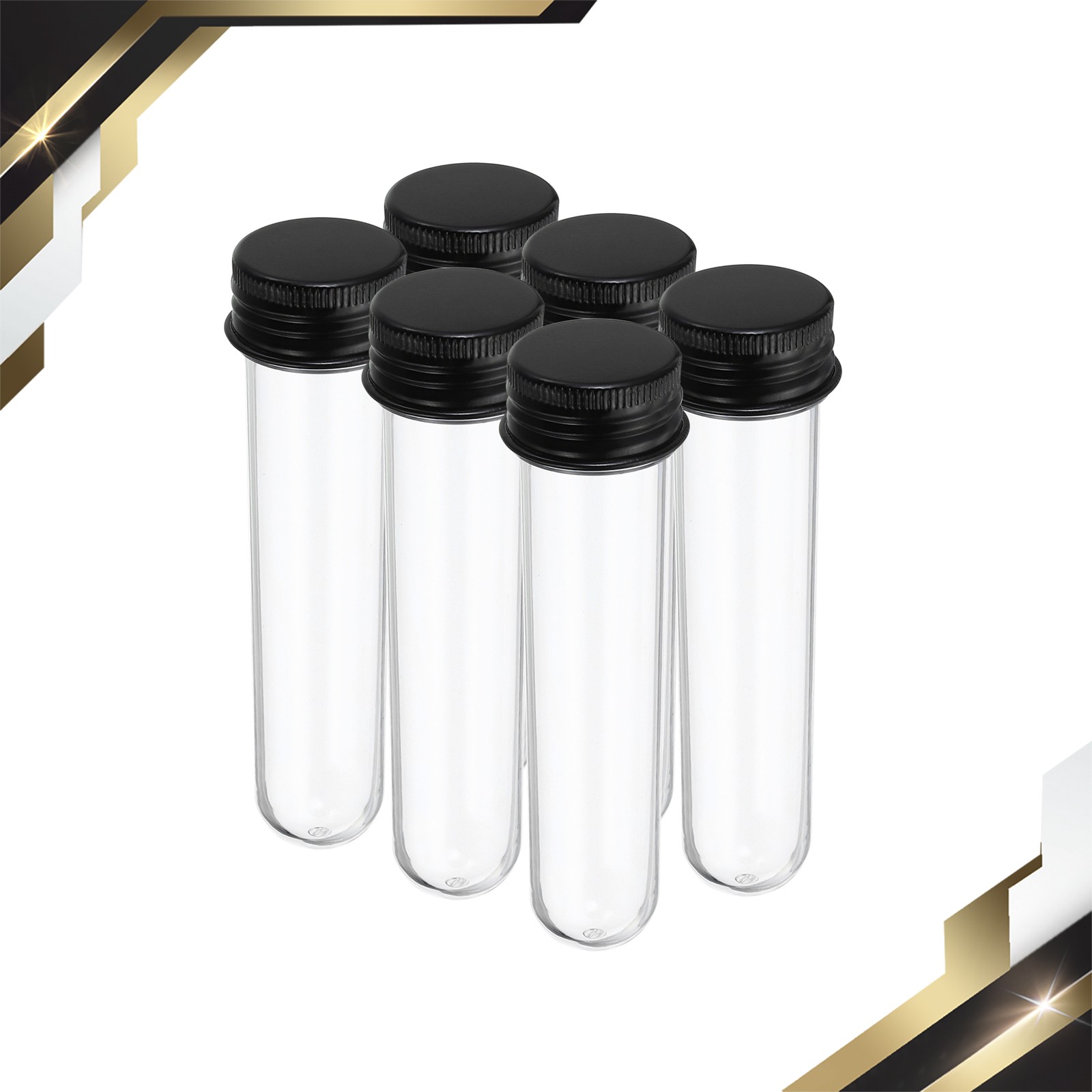 6 Pack 30ml Plastic Test Tubes with Screw Caps 109x27mm Tubes Black