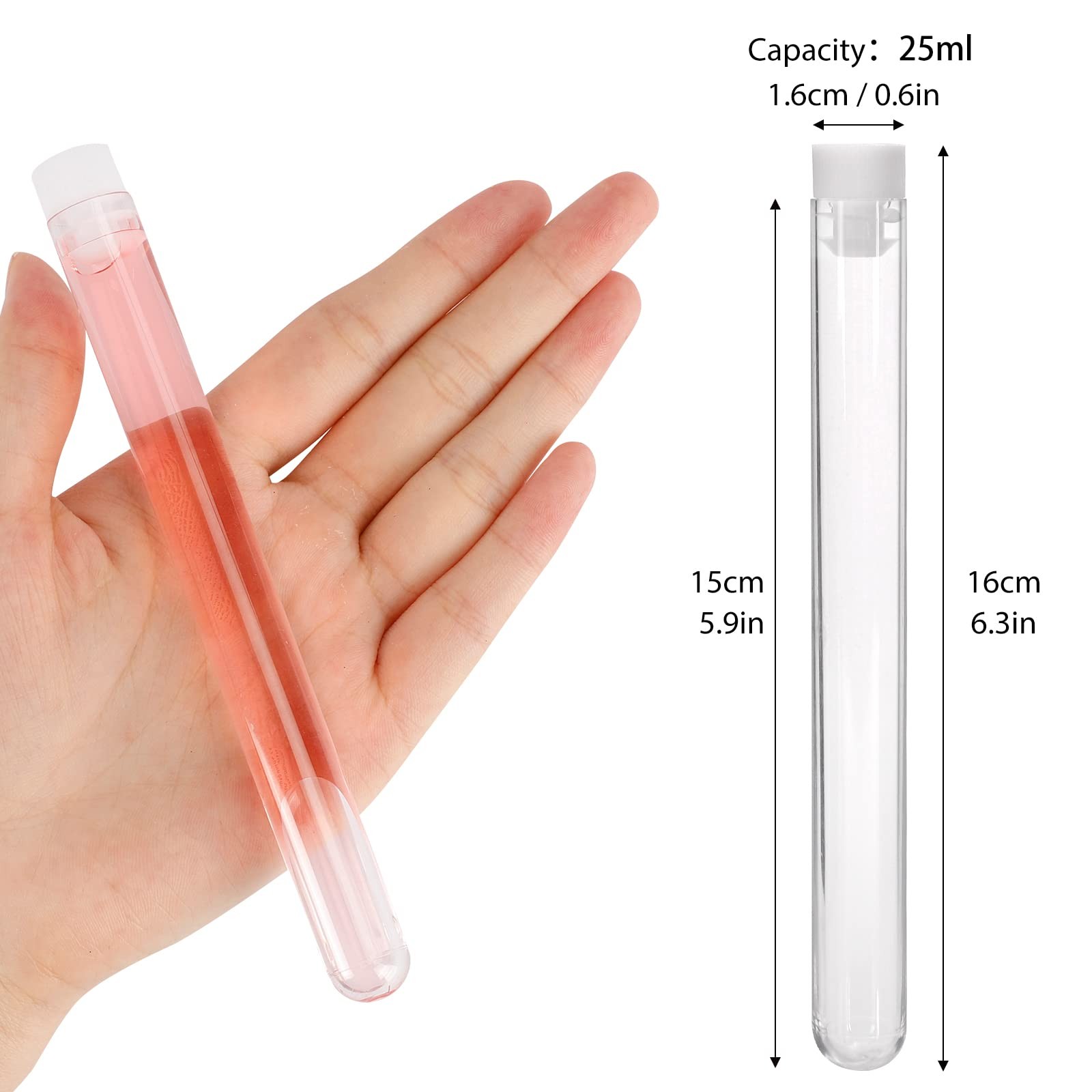 48 Pack Plastic Test Tubes with Caps, 16X150Mm(25Ml) Plastic Tubes for Plants, L