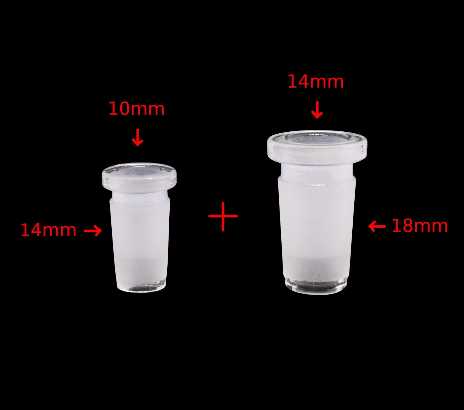18mm Male to 14mm Female + 14mm Male to 10mm Female | Glass Expander Reducer