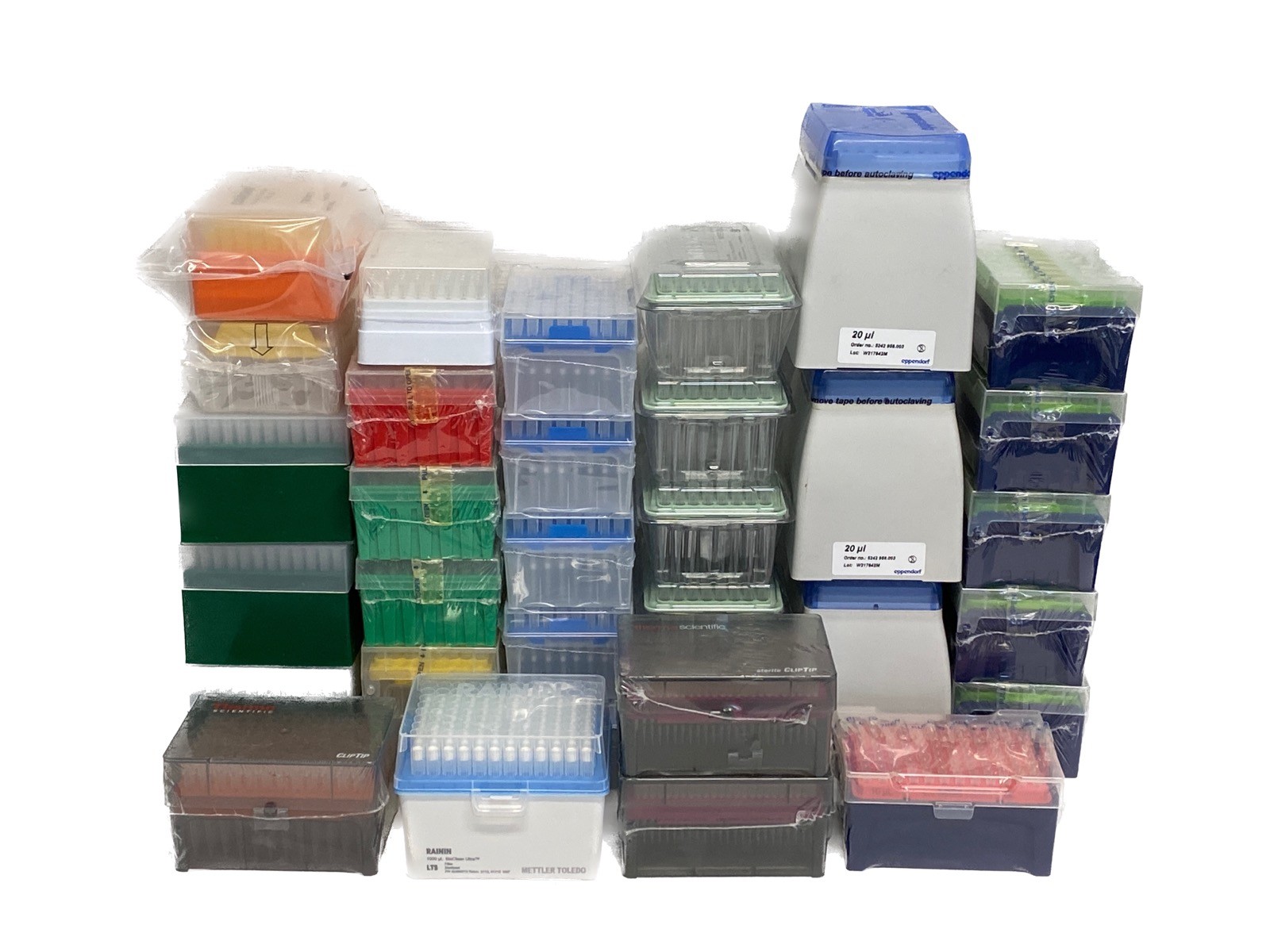 (33 Rks) Mixed Lot of Pipet Tips 10uL 12.5uL 20uL 200uL 250uL 300uL 1000uL