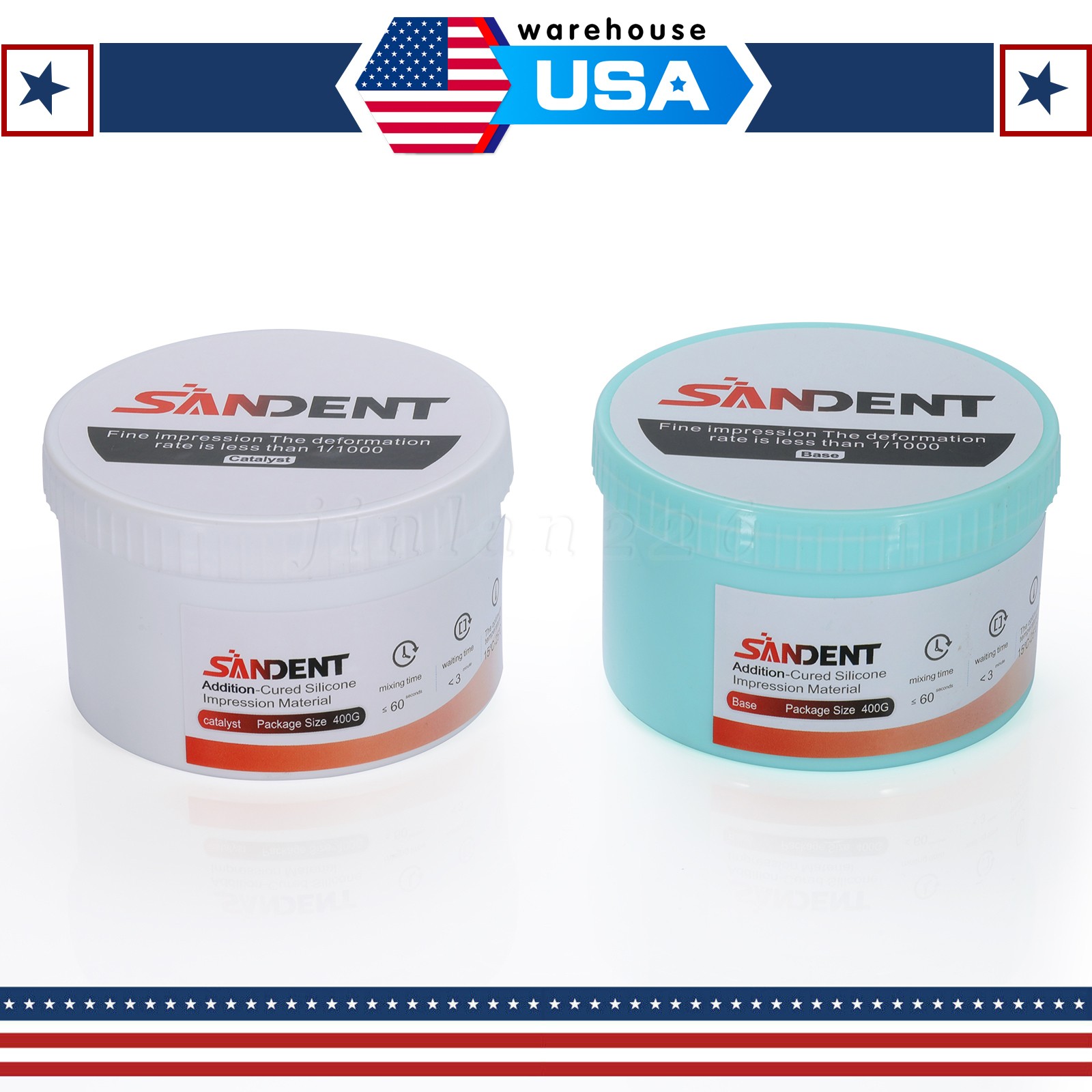 4 x Dental Soft Putty Fast Set Impression Material (400g Base + Catalyst) Ger