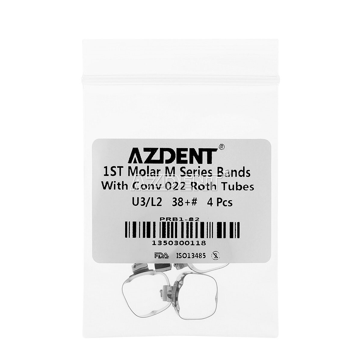 4Pcs Dental Ortho 1st Molar Buccal Tube with Bands Conv Roth.022 35#-40+#
