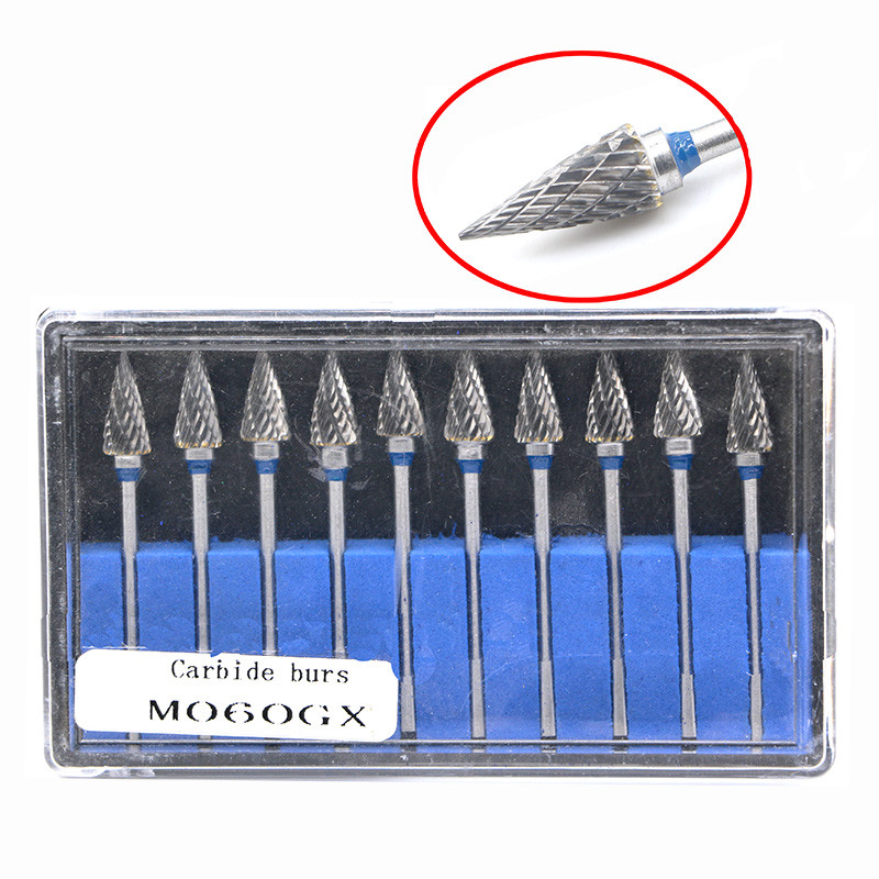 1Box Dental Lab Tungsten Carbide Bur Polisher Drill Cutter HP Shank M060GX 10pcs